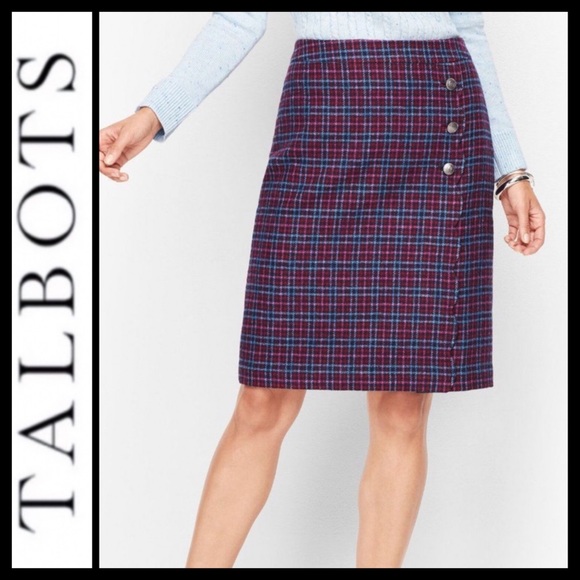 NWOT Talbots Faux Wrap A-Line Plaid Skirt - Picture 2 of 10